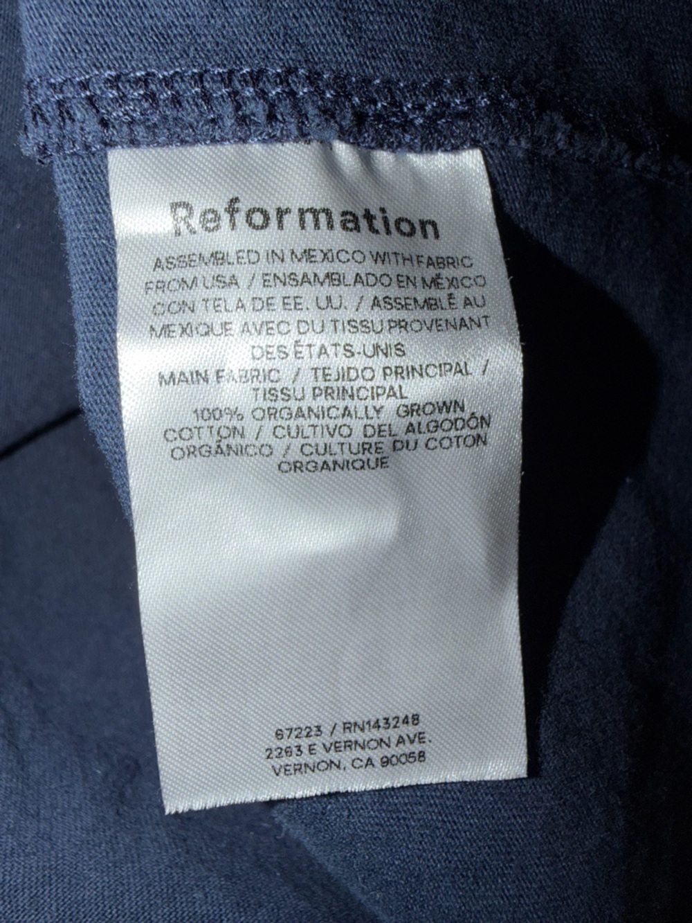 Reformation Rowan Crew Tee Midnight Blue Boxy Cotton Top S - Picture 5 of 5
